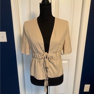 NWOT Women's Tan Tie-Front Blouse